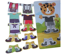 Load image into Gallery viewer, Tiger with Clothes Mix &amp; Match Puzzle (Wooden)
