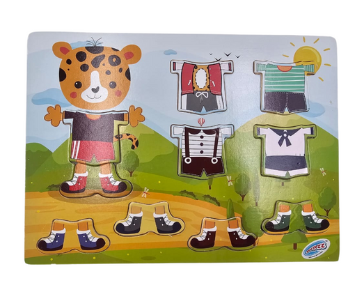 Tiger with Clothes Mix & Match Puzzle (Wooden)