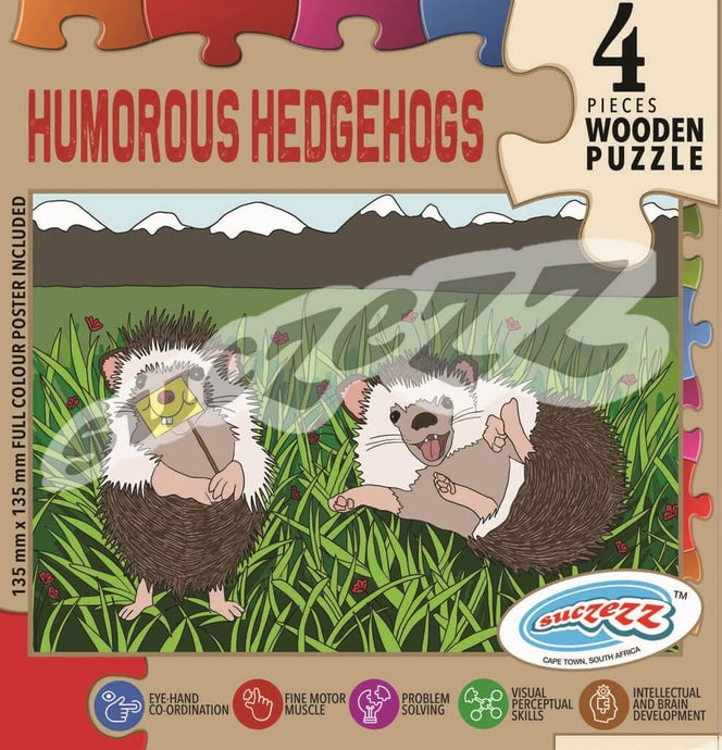 Puzzle 4pc Humurous Hedgehogs (Wooden)