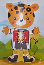Load image into Gallery viewer, Tiger with Clothes Mix &amp; Match Puzzle (Wooden)
