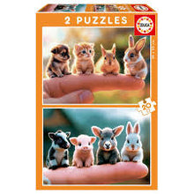 Load image into Gallery viewer, Puzzle 2 x 20pc Baby Animals (animals on human finger)(Educa