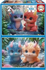 Puzzle 2 x 100pc Baby Monsters (Educa)