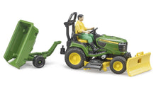 Load image into Gallery viewer, John Deere Lawn Tractor with Trailer Bruder