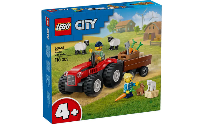 60461 Red Farm Tractor w Trailer & Sheep City