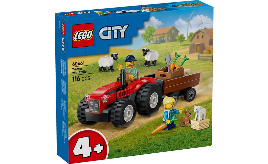 60461 Red Farm Tractor w Trailer & Sheep City