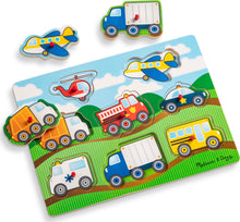 Load image into Gallery viewer, Vehicle Peg Puzzle 8pc