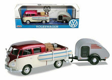 Load image into Gallery viewer, VW Type 2 T1 Surfboard Teardrop Trailer Maroon/Cream 1/24