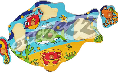Puzzle Wood Knob Sea Life