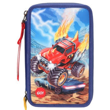 Load image into Gallery viewer, Monster Cars Triple Filled Pencil Case - LED