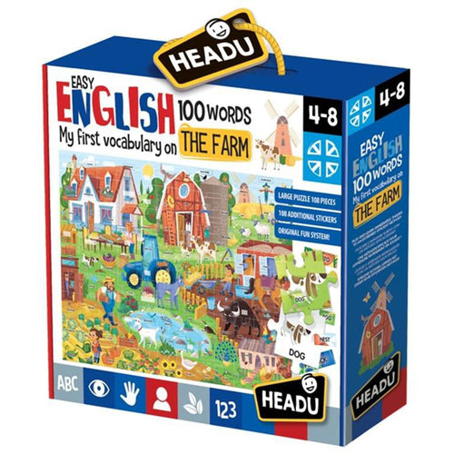 Puzzle 108pc Easy English 100 Words - The Farm (HEADU)