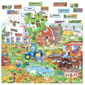 Puzzle 108pc Easy English 100 Words - The Farm (HEADU)