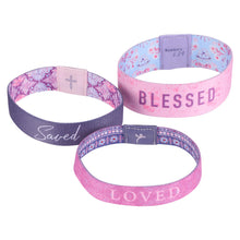 Load image into Gallery viewer, Elastic Wristband - Loved Saved Blessed (Pack of 3)