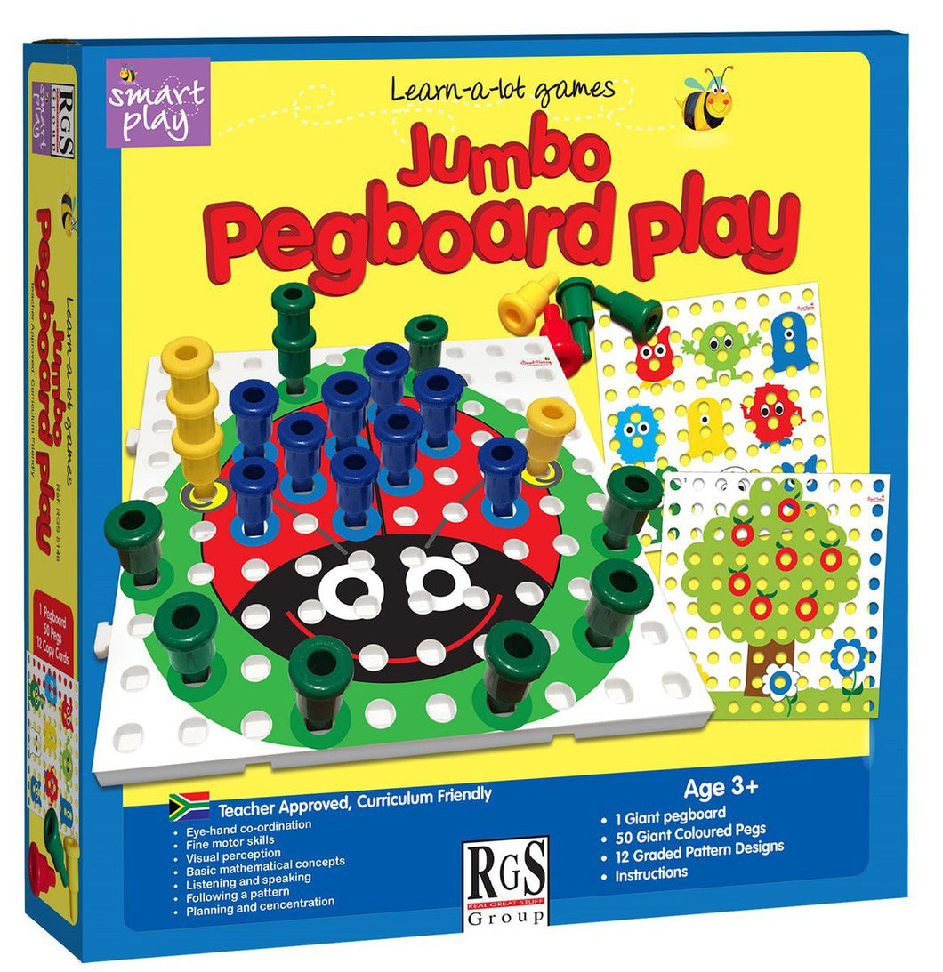 Jumbo Peg Board Play 50x Pegs & Cards