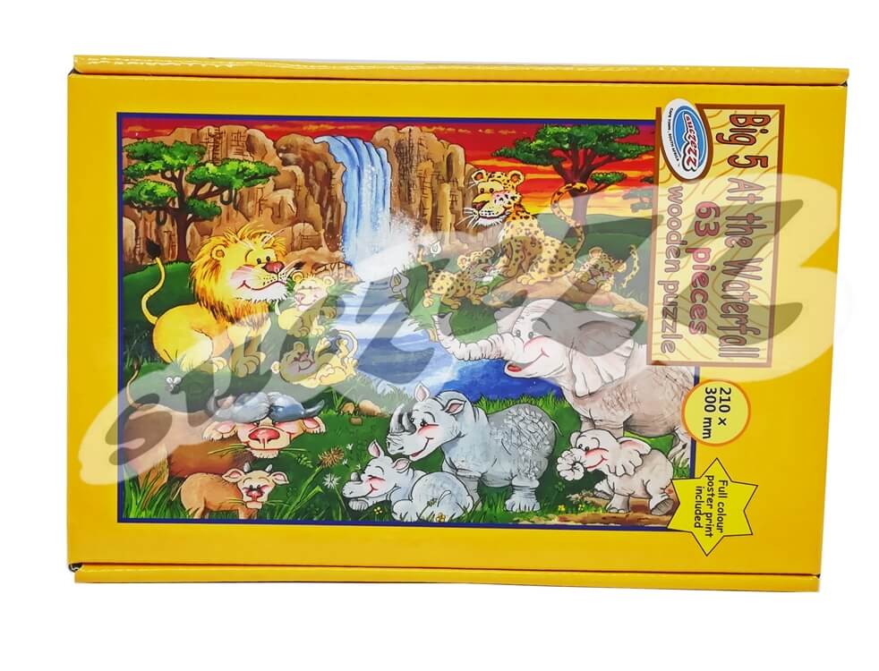 Puzzle 63pc Wooden Big 5 at the Waterfall