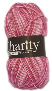 Charity Wool Double Knit Frosted Pink Print 5 x 100g