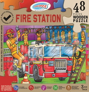 Puzzle 48pc Fire Station (Wooden)