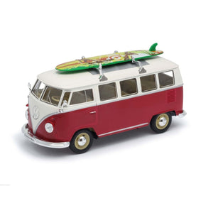 Volkswagen T1 Bus with Surfboard Red 1963 (scale 1 : 24)