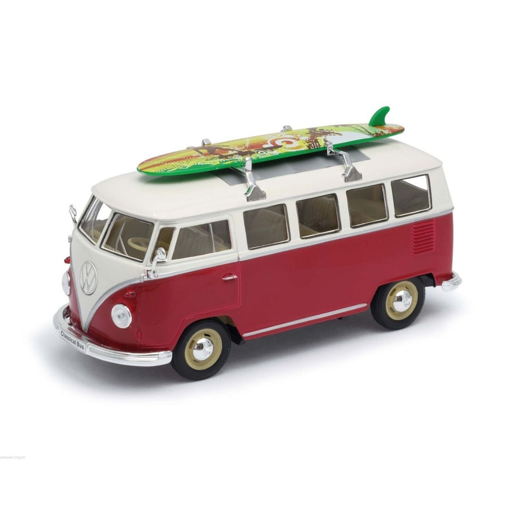 Volkswagen T1 Bus with Surfboard Red 1963 (scale 1 : 24)