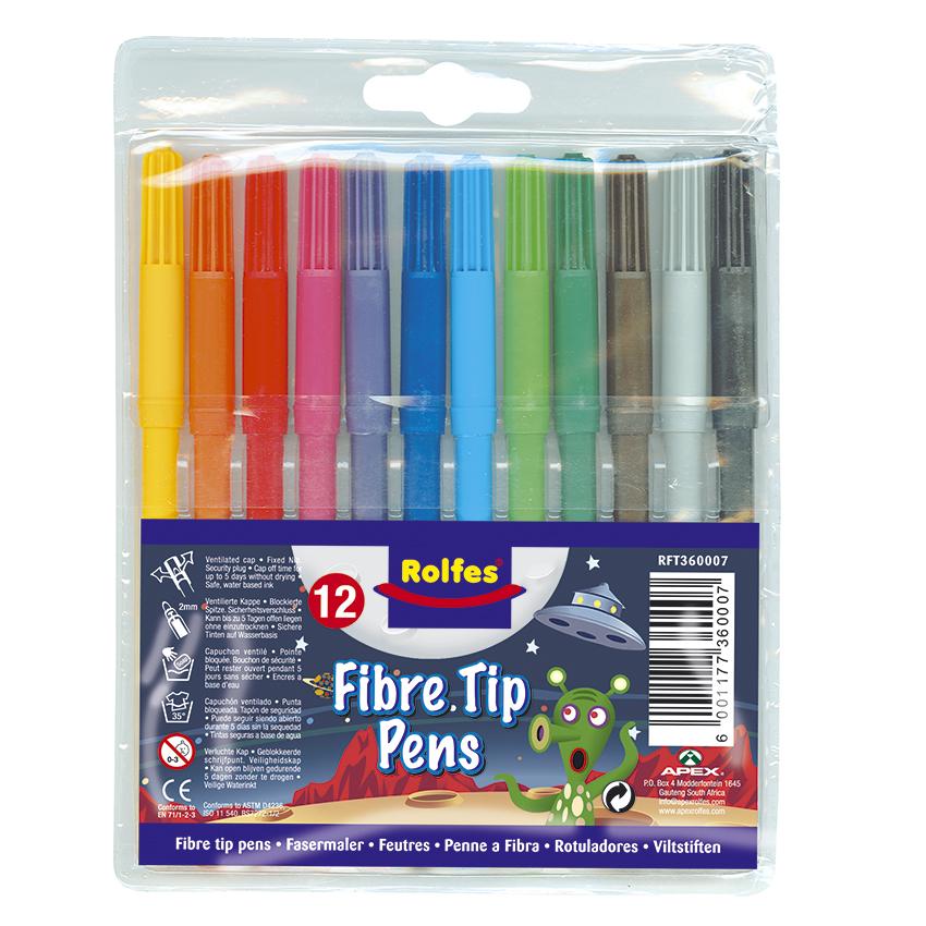 Fibre tip pens 12pc