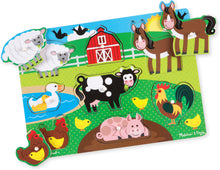 Load image into Gallery viewer, Farm animal with picture under peg puzzle