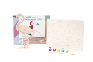 3D Wooden Puzzle with Paints - Flamingo